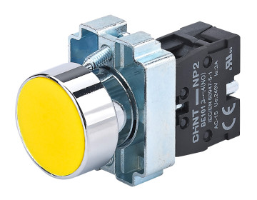 Кнопка NP2-BA51 без подсветки желтая 1NO IP40