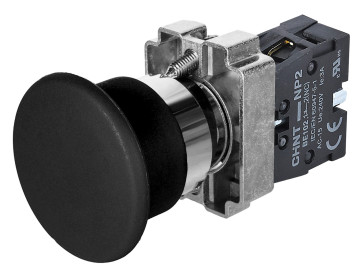 Кнопка "Грибок" d40мм с самовозвратом NP2-BC22 без подсветки черная 1NC IP40