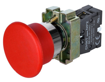 Кнопка "Грибок" d40мм с самовозвратом NP2-BC42 без подсветки красная 1NC IP40