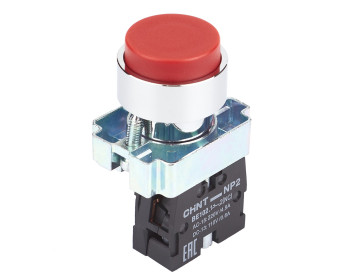 Кнопка NP2-BL42 без подсветки красная 1NC IP40