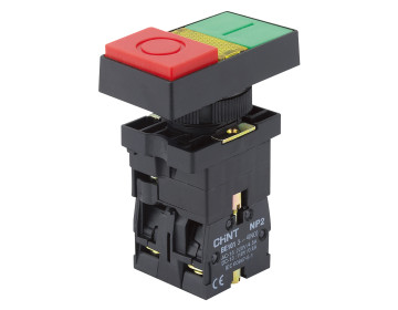 Кнопка двойная пластиковая NP2-EW8465 1NO+1NC AC/DC 220/230В(LED) IP40