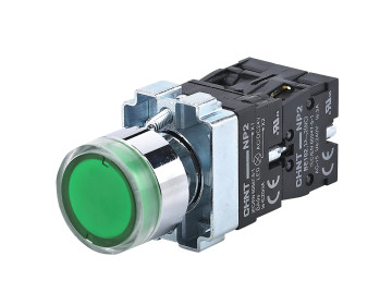 Кнопка NP2-BW3365 1NO+1NC зеленая AC/DC230В (LED) IP40