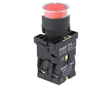 Кнопка пластиковая NP2-EW3465 1NO+1NC красная AC/DC230В(LED) IP40