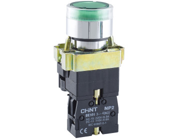  Кнопка NP2-BW3361 1NO зеленая AC/DC230В (LED) IP40