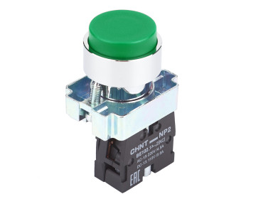 Кнопка NP2-BL31 без подсветки зеленая 1NO IP40