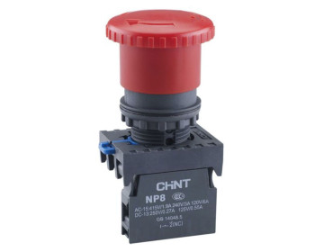 Кнопка "Грибок" d40mm с фиксацией NP8-01ZS/14 красная 1NC IP65