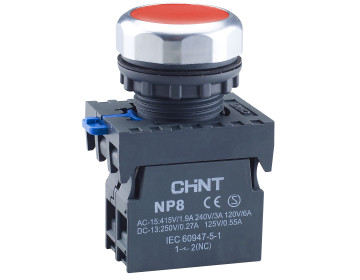 Кнопка NP8-10BN без підсвітки червона 1NO IP65
