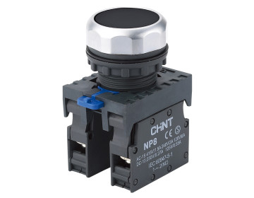 Кнопка NP8-11BN/2 без подсветки черная 1NO+1NC IP65